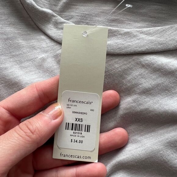 Francesca’s Owenn Washed Peplum Tee Grey Size XXS - Picture 4 of 10